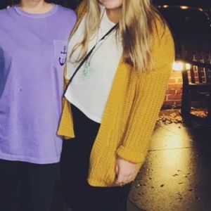 Mustard Knit Cardigan with Pockets